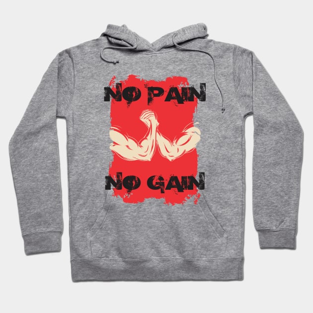 No pain no gain - Crazy gains - Nothing beats the feeling of power that weightlifting, powerlifting and strength training it gives us! A beautiful vintage design representing body positivity! Hoodie by Crazy Collective